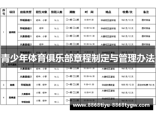 青少年体育俱乐部章程制定与管理办法